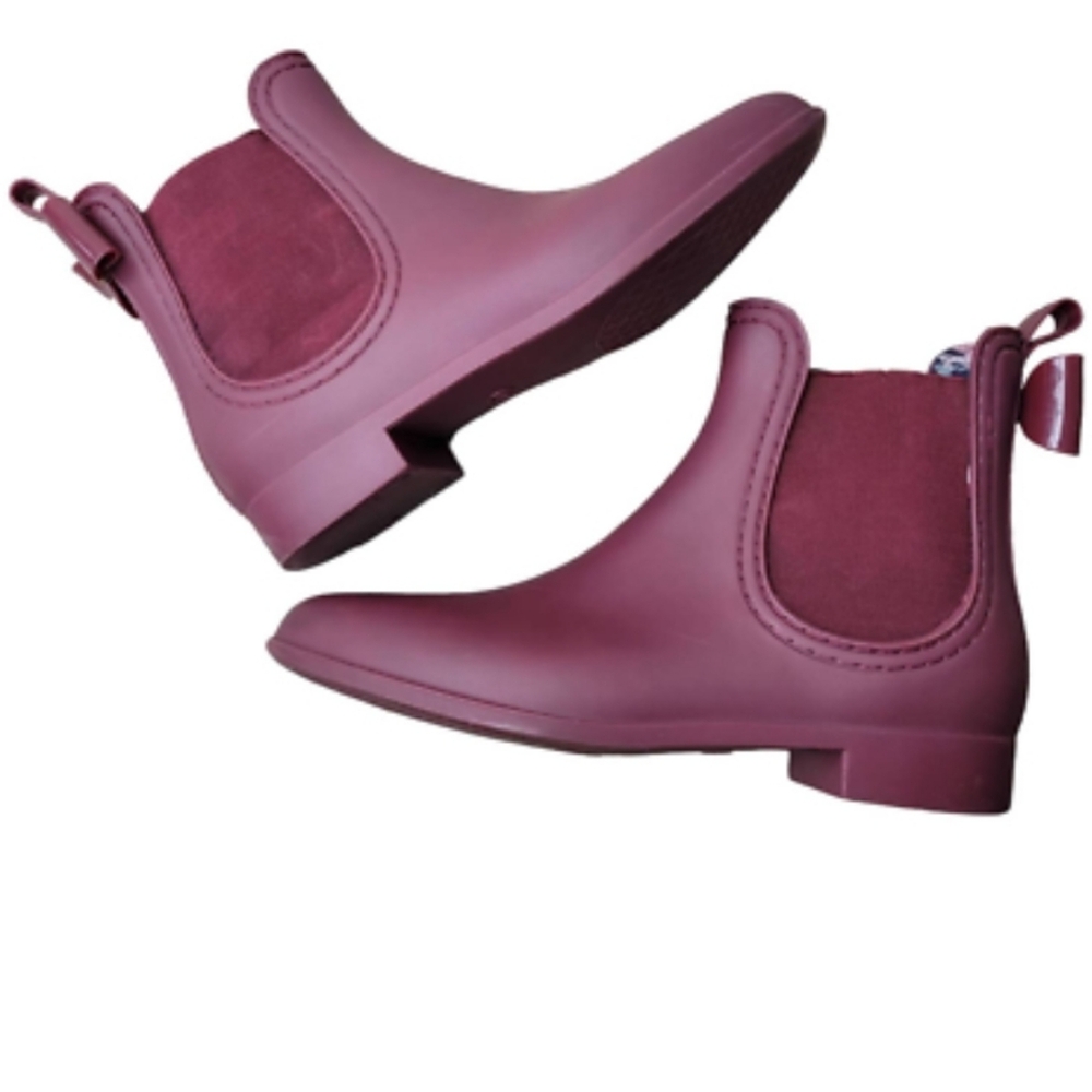 Catherine Malandrino Plum Chelsea Briellie Rainboots Bows Burgundy Feminine 39 8